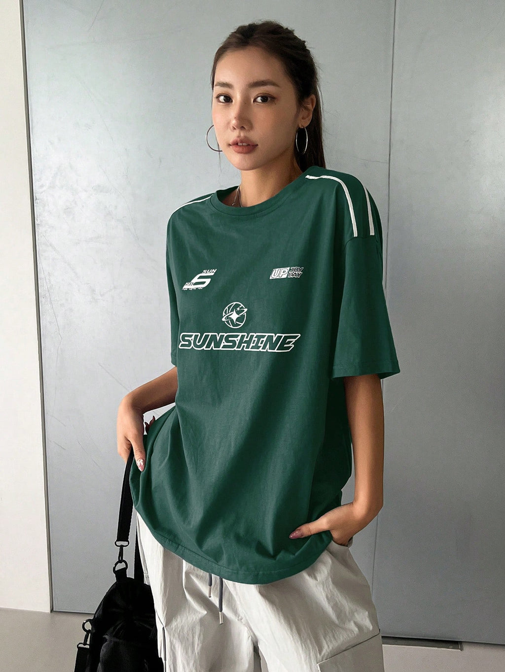 DAZY Summer Casual Loose Short Sleeve T-Shirt with Letter Print Oversized T-Shirt,Graphic Tees